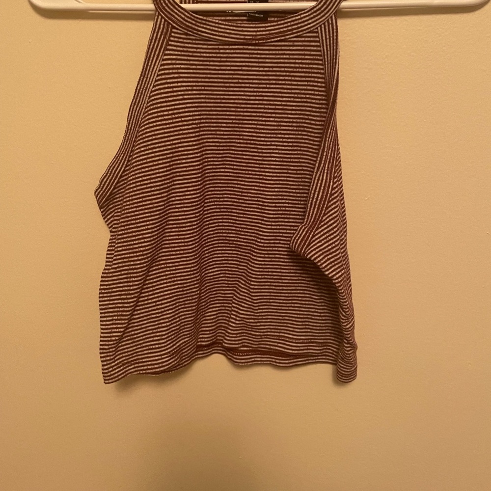 White and burgundy striped crop top